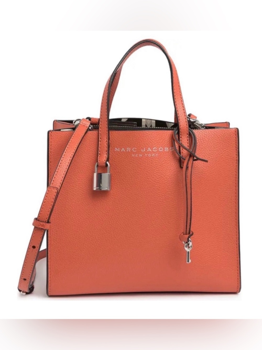 MARC JACOBS MINI GRIND Orange Silver Hardware Crossbody SMALL TOTE